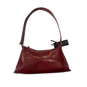 Italian Leather Baguette Shoulder Bag Red Y2K Mini Made in Italy